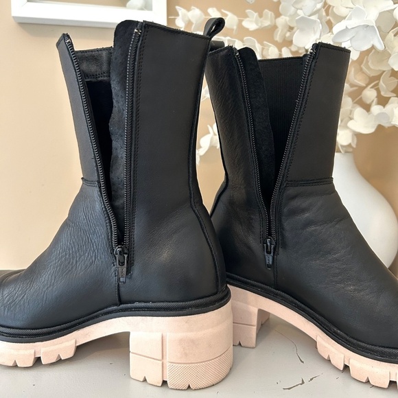 Bos&Co Brunas Black Mid-Calf Waterproof Leather Lug Sole Boot Size37/US6-6.5 - Picture 12 of 14